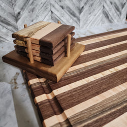 Matching Butcher Block and Coaster Set