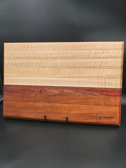 Hardwood Cutting board made with Maple Cherry and padauk, made by lathe nights woodworking
