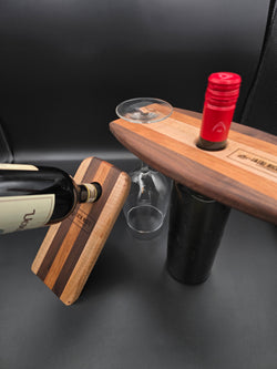 Wooden wine bottle holder and wooden wine balancer made by lathe nights woodworking