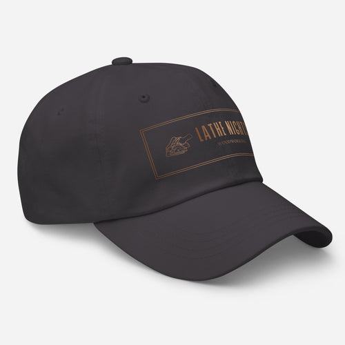 Lathe Nights Woodworking Logo Dad Hat Gray Hat 