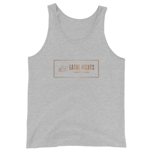 Lathe Nights Woodworking Logo Tank Top  Gray