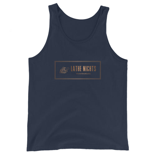 Lathe Nights Woodworking Logo Tank Top  Blue