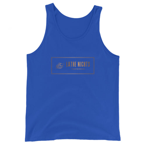 Lathe Nights Woodworking Logo Tank Top  Royal Blue