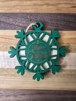 Green Snowflake Christmas Ornament