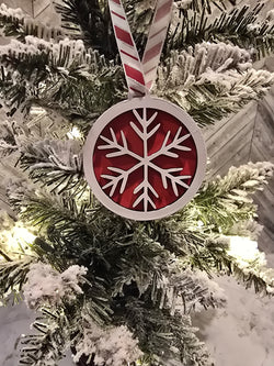 Christmas Ornament - White/Red Snowflake