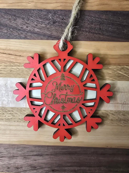 Red Snowflake Christmas Ornament