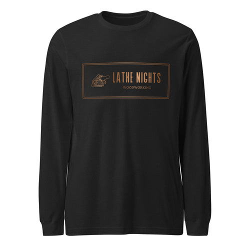 Lathe Nights Woodworking Logo Long Sleeve Shirt Black Shirt