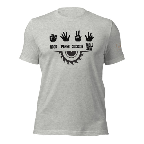 Rock Paper Scissors Table Saw T-Shirt Lathe Nights Woodworking Gray Shirt