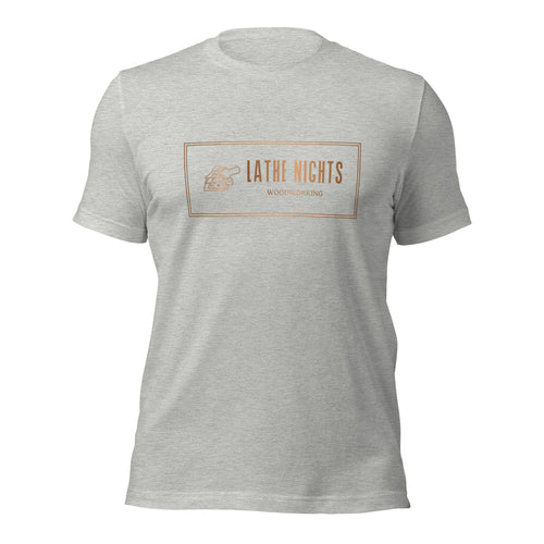 Lathe Nights Woodworking Logo T-Shirt  Gray Shirt