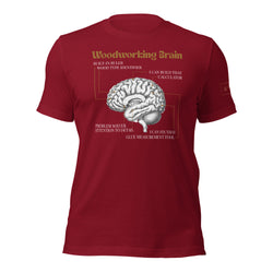 Woodworking brain diagram t-shirt by lathe nights woodworking cardinal red shirt
