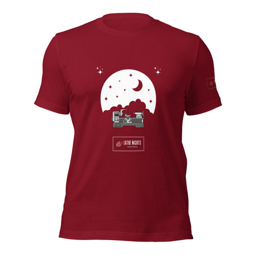 Lathe Nights Graphic t-Shirt lathe nights Woodworking red shirt