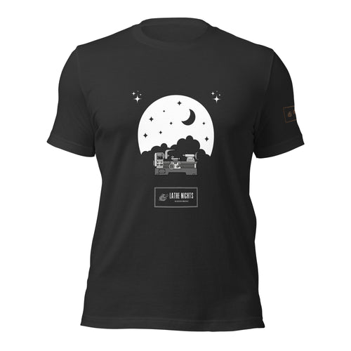 Lathe Nights Graphic t-Shirt lathe nights Woodworking dark gray shirt
