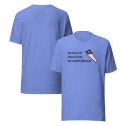 World's Okayest Woodworker T-Shirt Lathe Nights Woodworking Orange Shirt