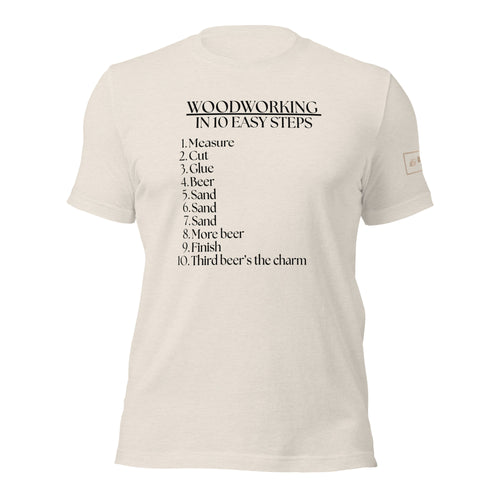 Woodworking in 10 easy steps lathe nights woodworking beige Shirt