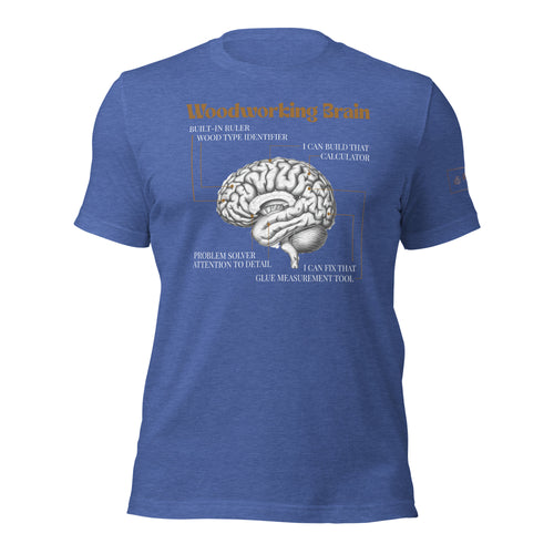 Woodworking brain diagram t-shirt by lathe nights woodworking royal blue shirt
