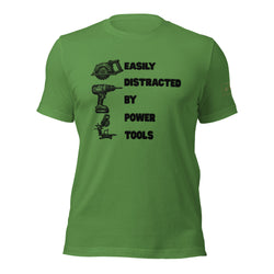 Easily distracted by power tools t shirt by lathe nights woodworking tan shirt 