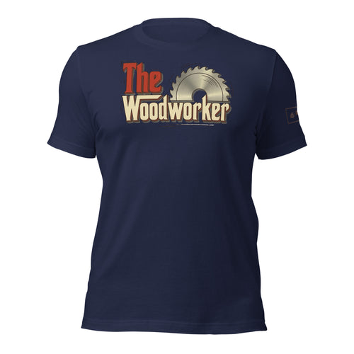 The woodworker t-shirt lathe nights woodworking navy blue