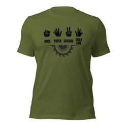 Rock Paper Scissors Table Saw T-Shirt Lathe Nights Woodworking White Shirt