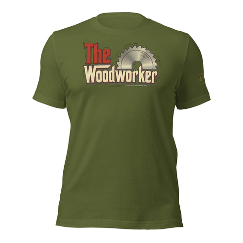 The woodworker t-shirt lathe nights woodworking olive green shirt