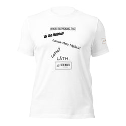 How do you pronounce that? Lathe Nights Woodworking t-shirt white shirt