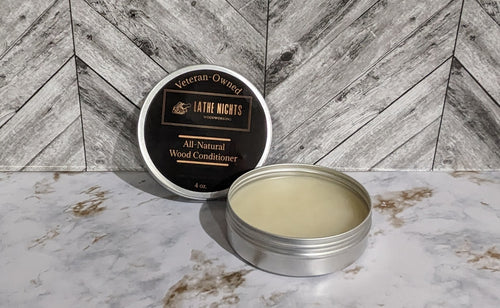 Containers of all natural food safe wood conditioner, made from beeswax and mineral oil